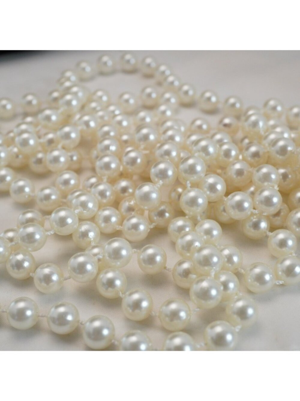 Vintage Faux Pearl Endless Necklace Lot of 2 White Beaded Strands 46 Inch - Picture 3 of 4